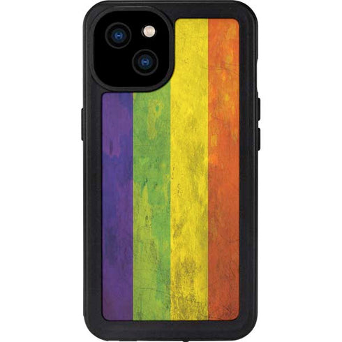 Distressed Rainbow Flag iPhone 15 Plus Waterproof Case